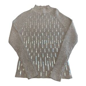 Jaclyn Smith Vintage Silk & Angora Gray Ribbed Knit Sweater Sequins Y2K Sz Small